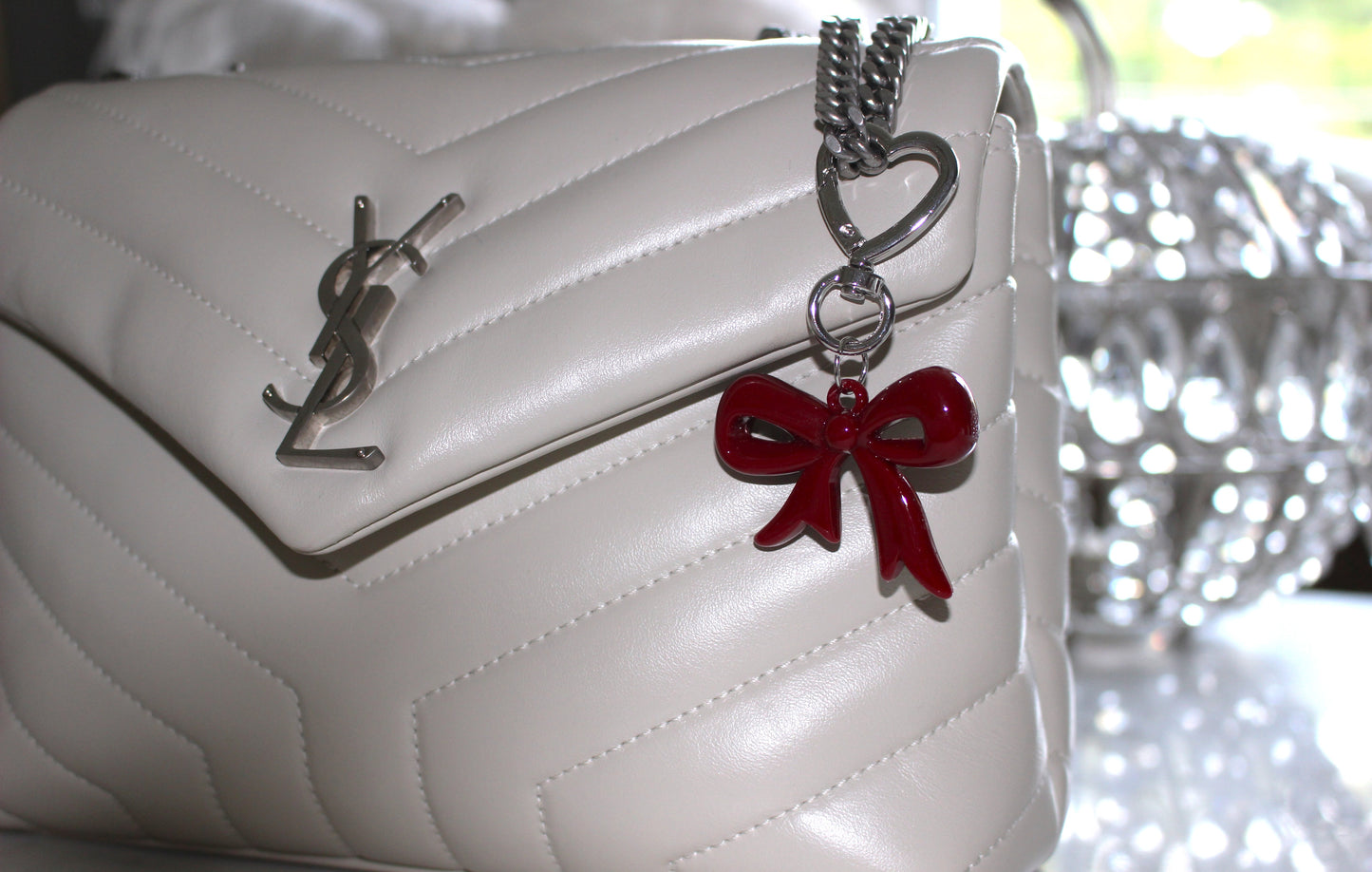 Burgundy Bow Bag Charm