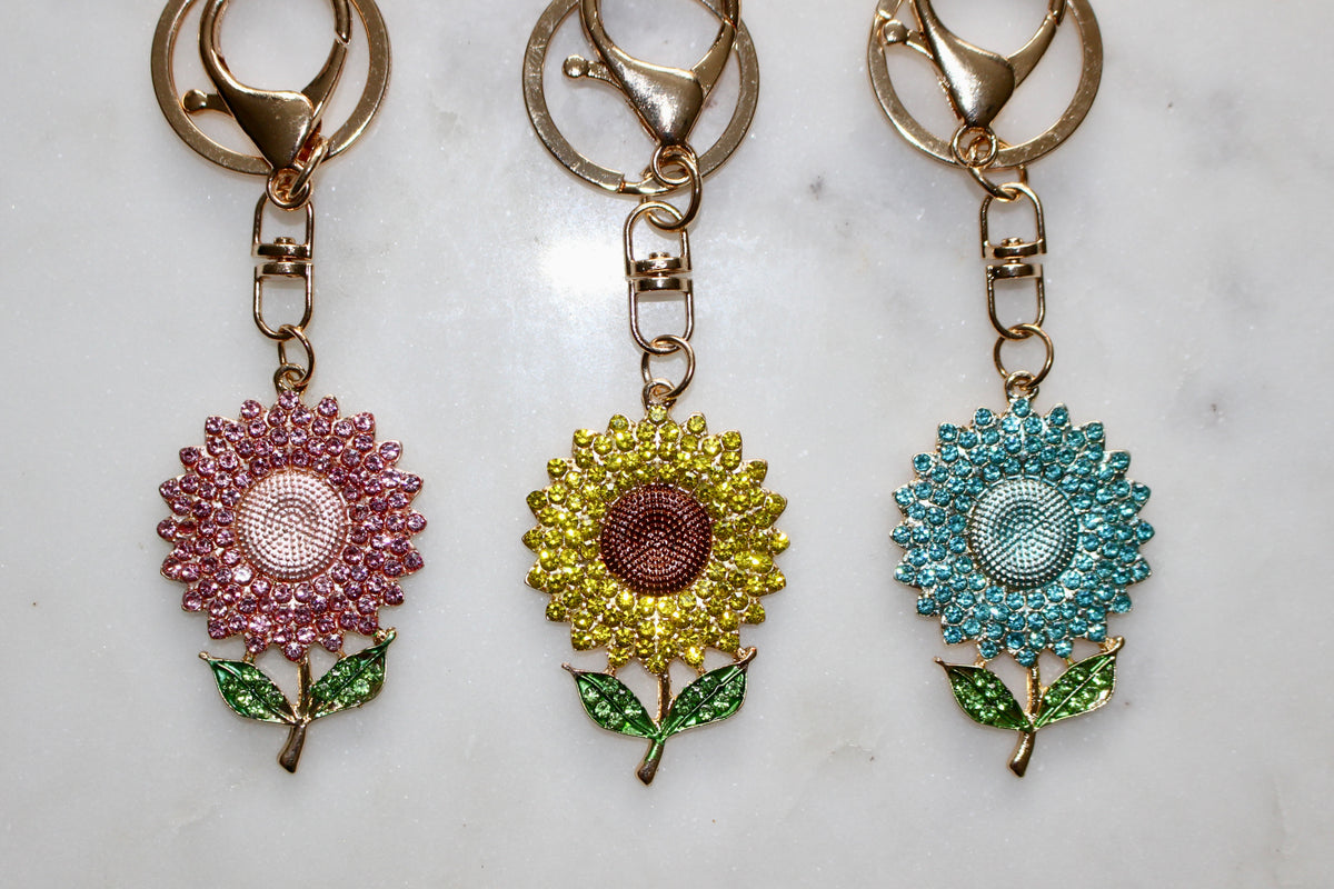 Sparkly Sunflower Bag Charm